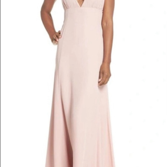 SOLD WAYF Kiara Empire Plunge Neck Gown in Rose Size Large - Picture 5 of 16